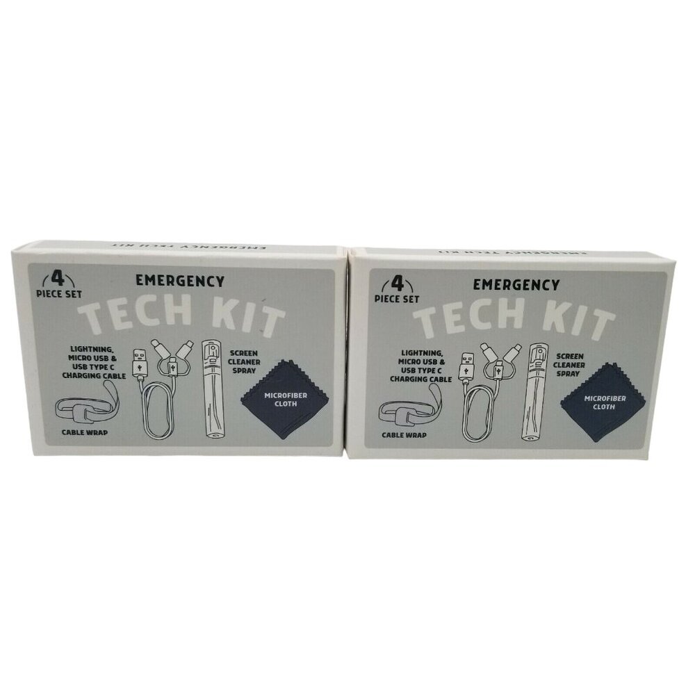 2 Pack Kikkerland Emergency Tech 4-Piece Kit Charging Cable
